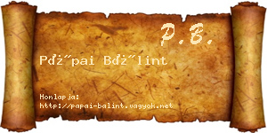 Pápai Bálint névjegykártya