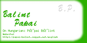 balint papai business card